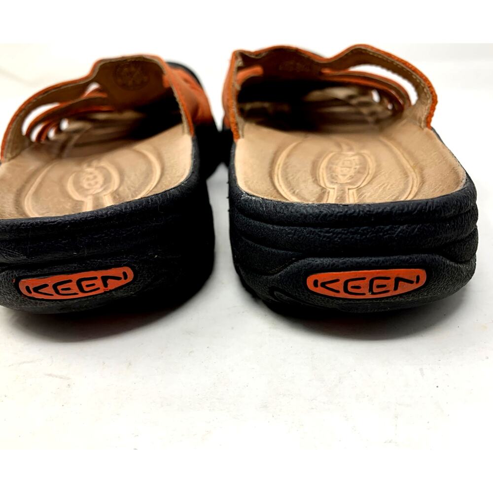 KEEN CALISTOGA ORANGE LEATHER WOMEN'S SLIDES LEATHER INSOLES SIZE 7 - Picture 4 of 6
